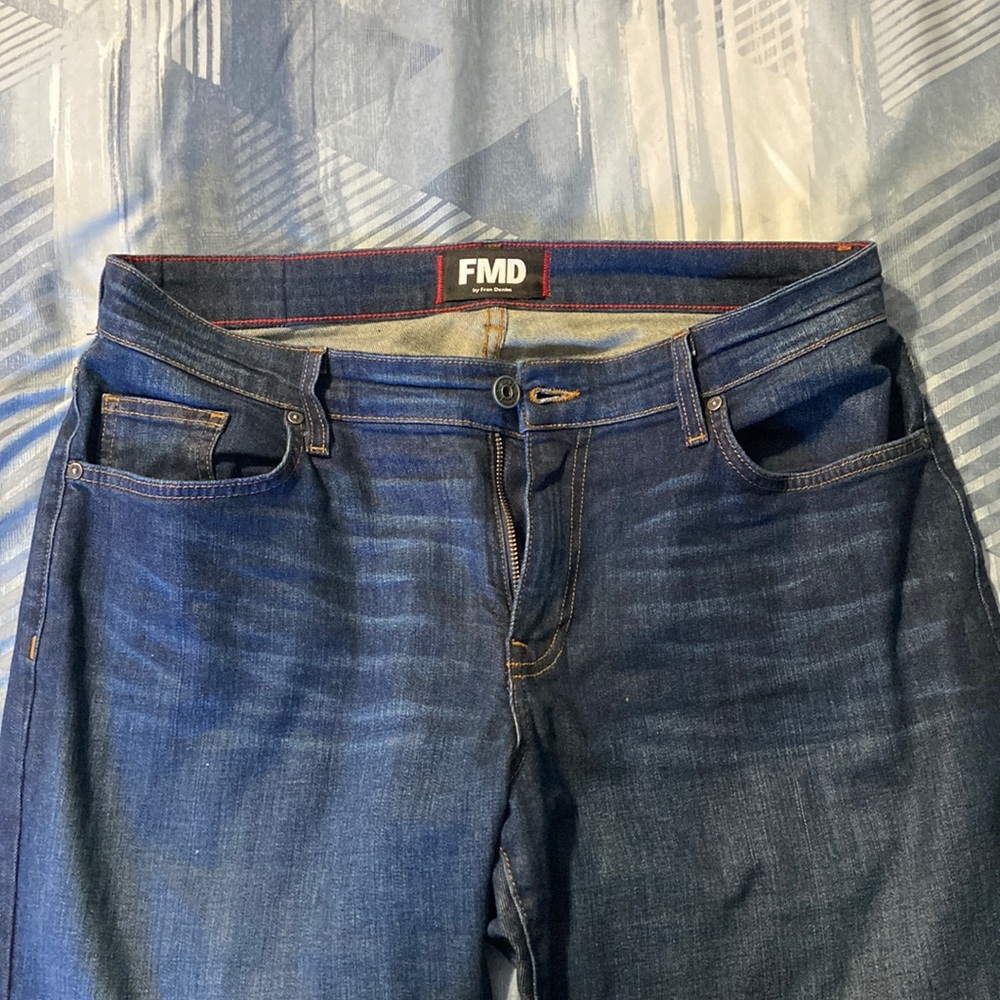 Fran Denim “Daniel” straight leg dark wash jeans